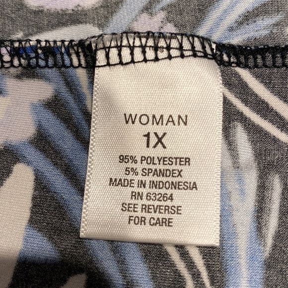 C womens Roz & Ali floral stretch 3/4 sleeve casual plus size top 1X - Picture 4 of 4